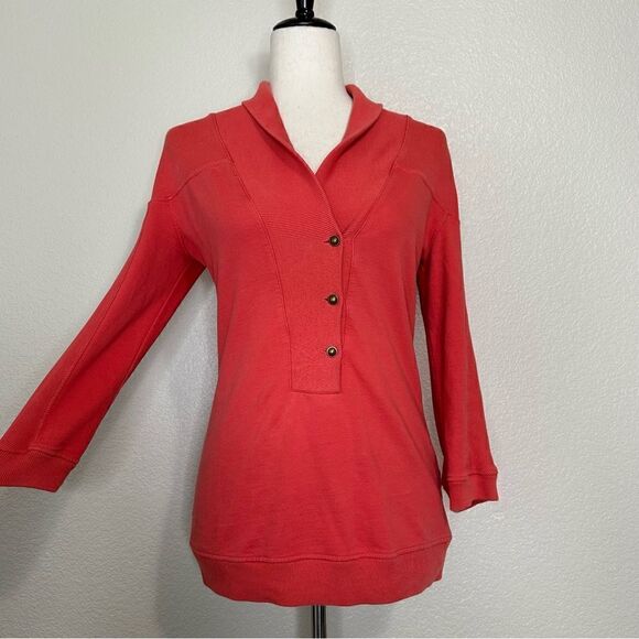 Citizens of Humanity 100% Cotton Shawl Collar Reddish Orange Sweatshirt - Picture 2 of 13